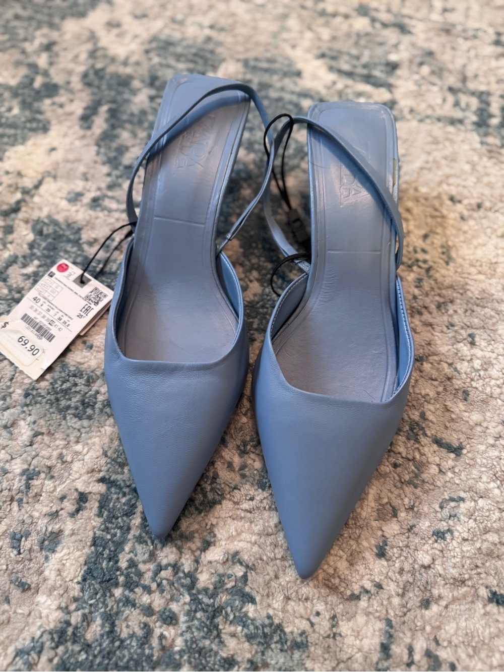 Zara Women's Pointed Slingback Heels in Light Blue size 9
